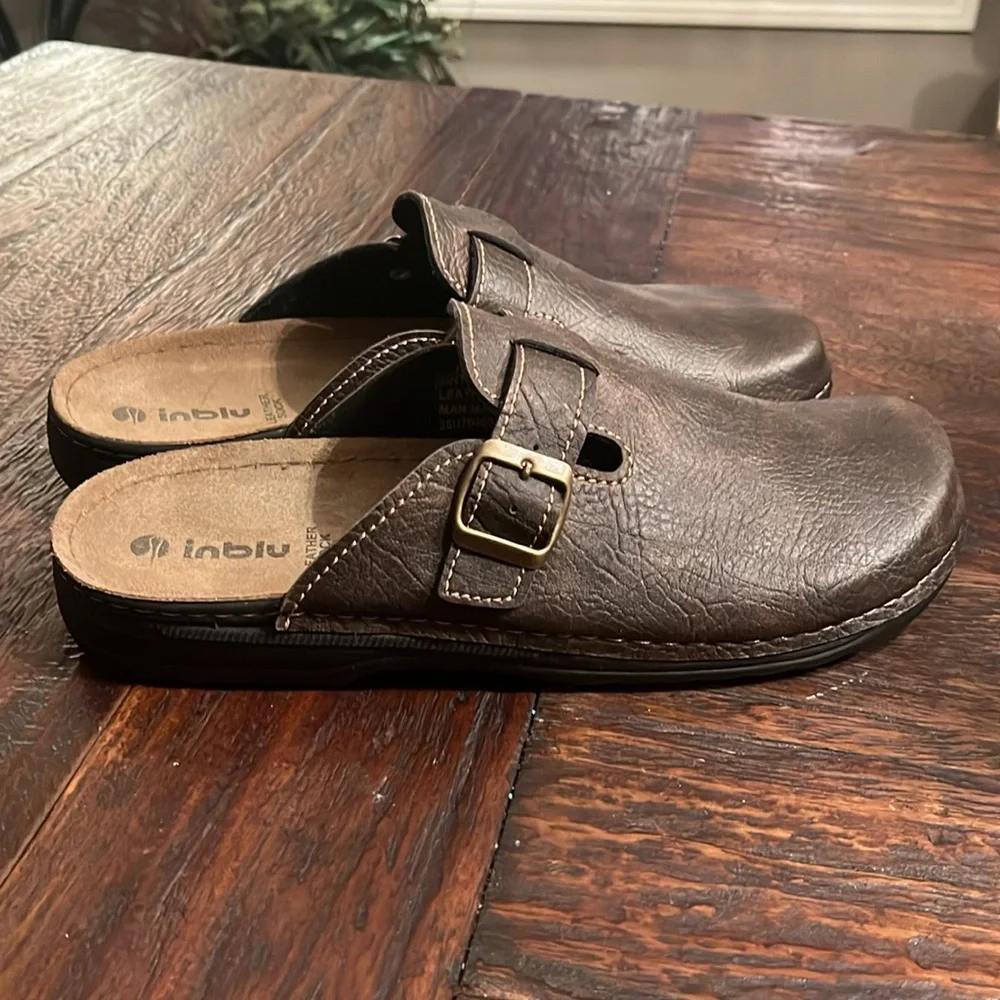 INBLU Distressed Leather Clogs SZ 11.5 not Birkenstock - Picture 7 of 7